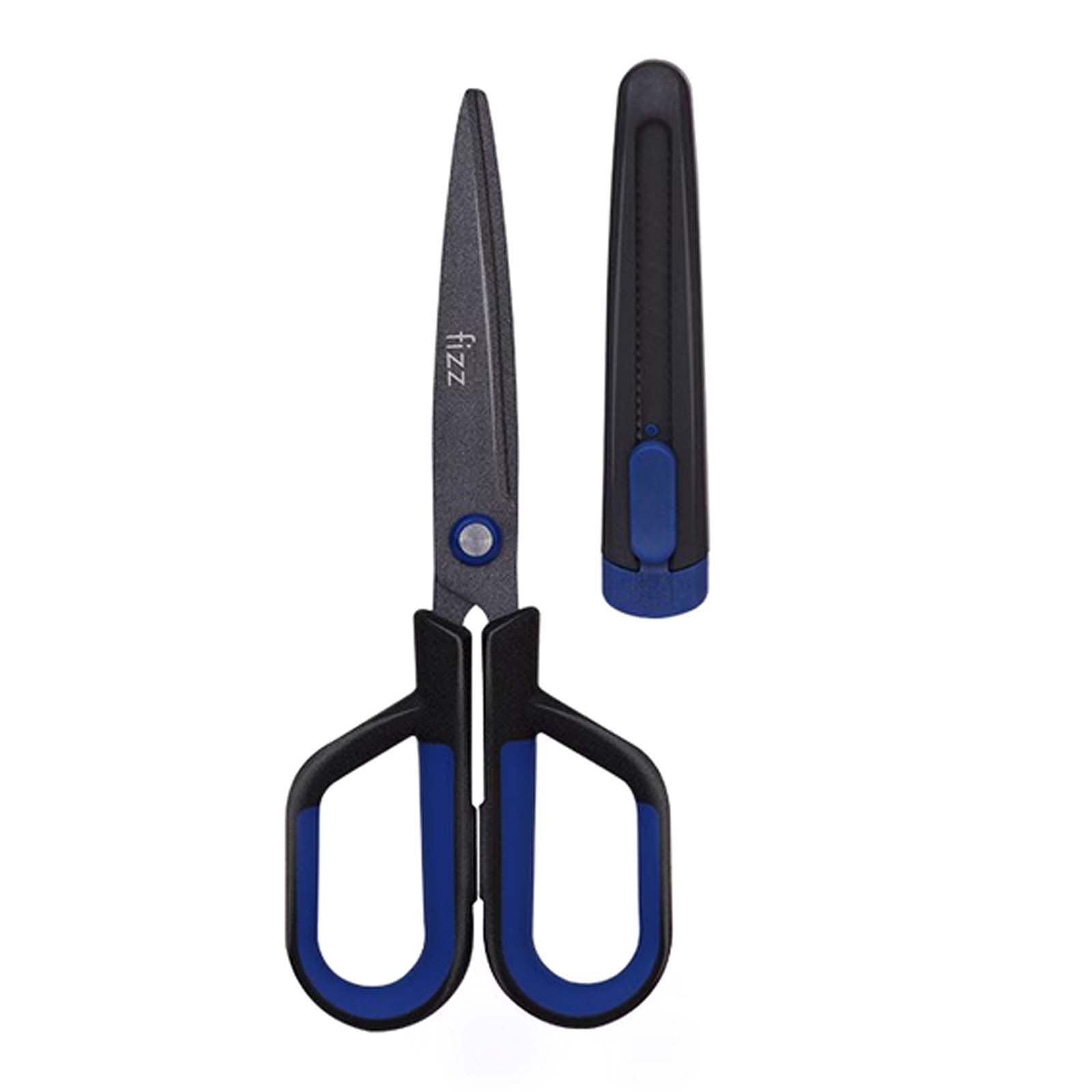 2-in-1 Multi-function Household Scissors Teflon Stainless Steel Paper Cutting Knife with Protective Cover