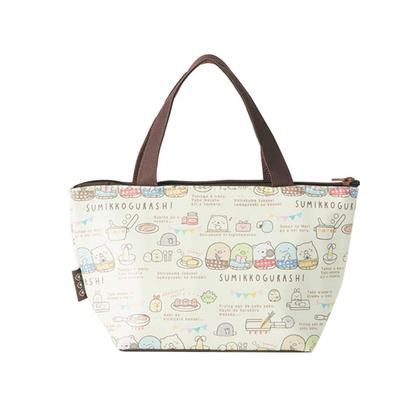 Asahi Koyo Sumikko Gurashi Sac à déjeuner isotherme 16 cm de haut x 28 cm de large x 10 cm avec rangement pour bloc réfrigérant Sac sous vide en aluminium, Beige, Foncé, Poche, Intérieur,