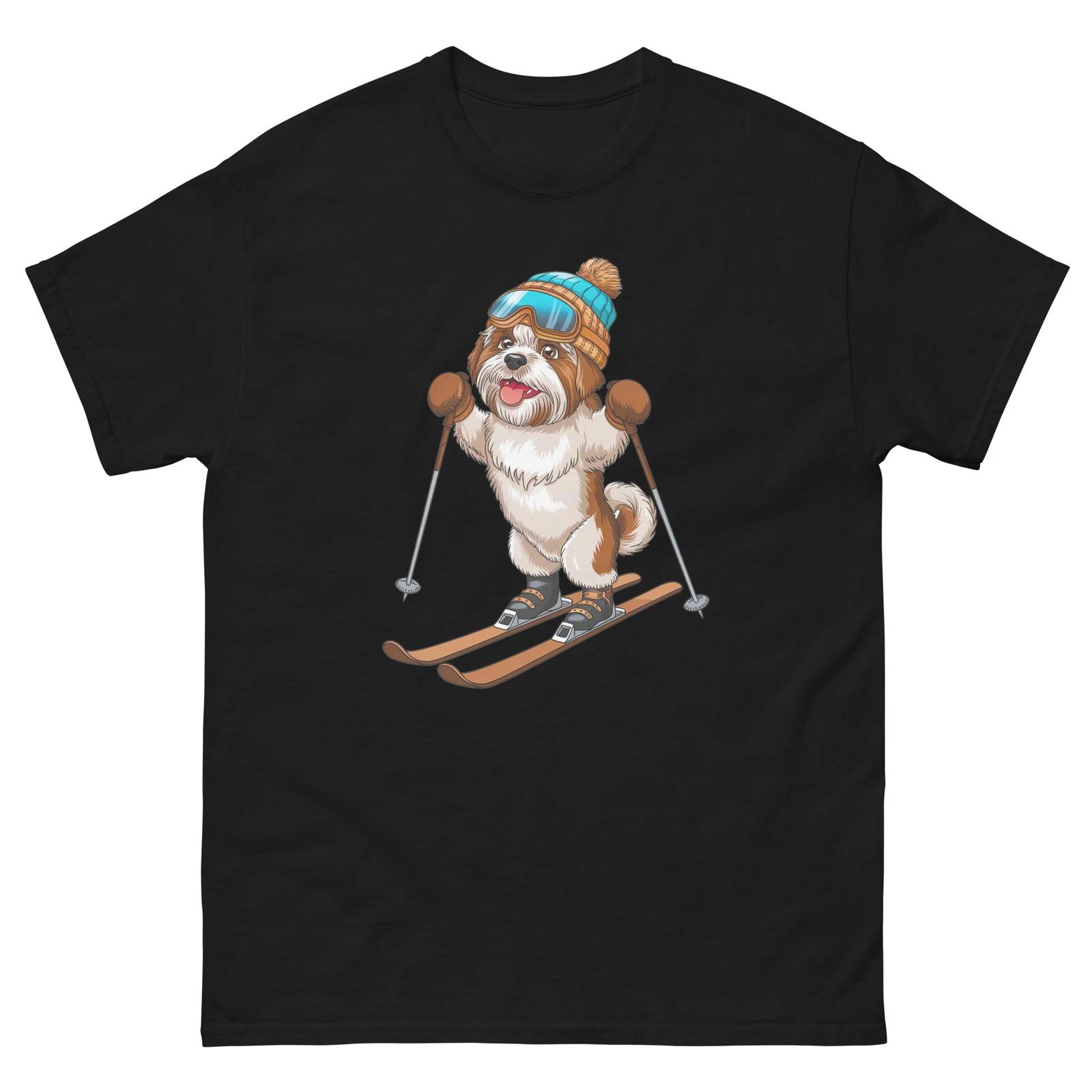 Shih Tzu Dog Skiing Fun Ski Skier Shirt T-Shirt XL