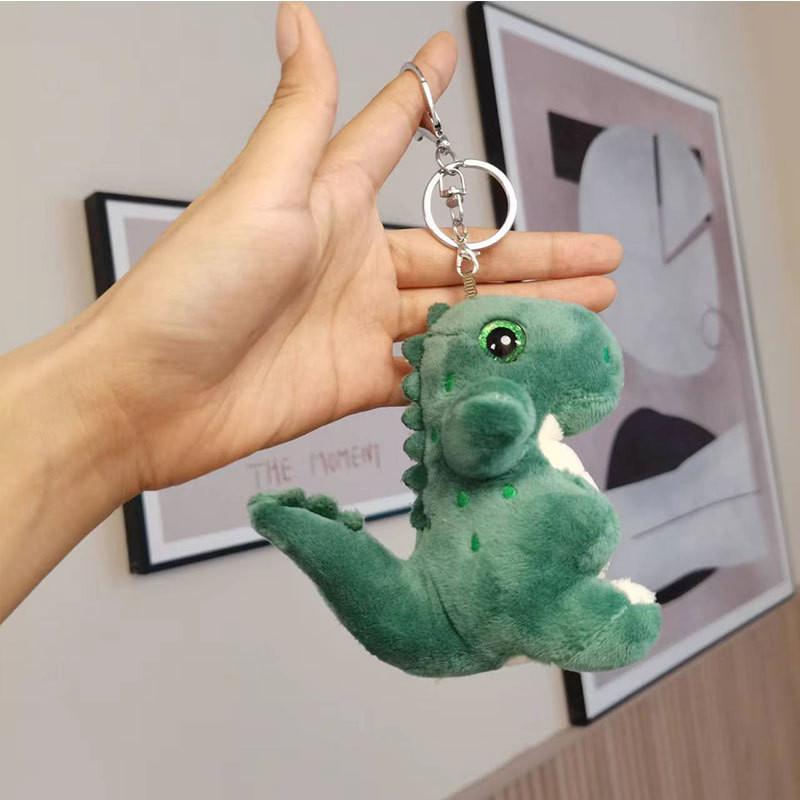 Cute Cartoon Dinosaur Plush Keychain Lovable Green Dino Stuffed Animal