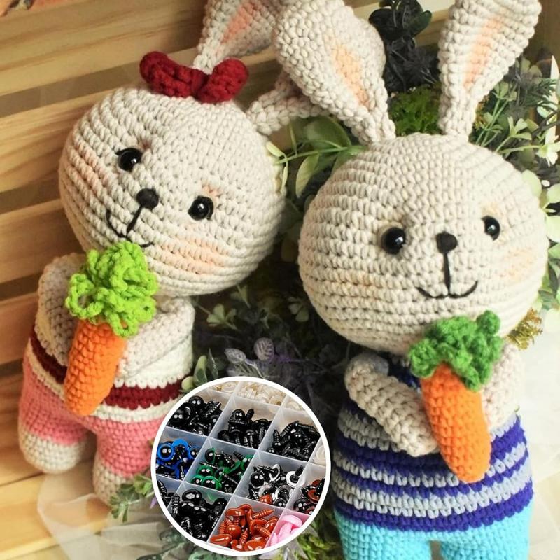 796-100PCS DIY Craft Eyes Noses Sets Eyeball Doll Accessories Plastic Colorful Safety Eyes Noses For Doll Craft DIY Making Tools