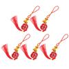 5Pcs Year of The Snake Wooden Tassel Pendant Hanging Ornaments Chinese New Year Car Rear View Mirror Lucky Charm
