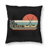Ice Hockey Eat Sleep Square Pillowcase Polyester Linen Velvet Pattern Zip Decorative Pillow Case Bed Cushion Cover