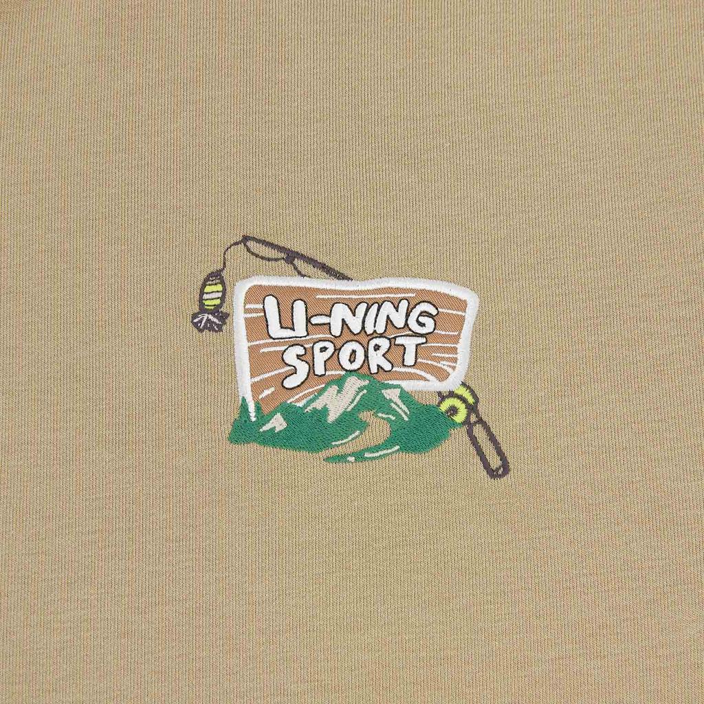 Li-Ning Men's Life Series Printed Fleece Crew Neck Sweatshirt Khaki  AWDW377-5