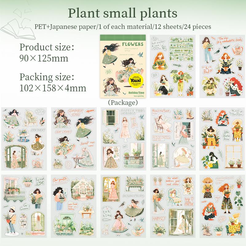 

24 sheets Cartoon characters Sticker Book Scrapbook Paper DIY Journal Material Aesthetic Decoration Stickers Memo Pad Stationery