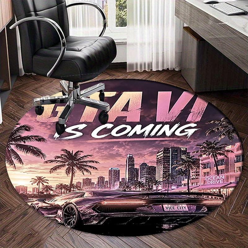 GTA 6 Bedruckter Runder Teppich Teppich Stuhlteppich Bereichsteppich Eingang Fußmatten, für Bürostuhl Wohnzimmer Schlafzimmer Küche.