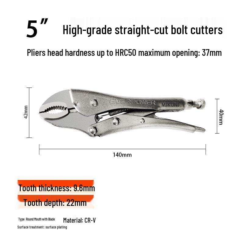 Multi-Function C-Type Folding Vise Grip Pliers with Flat, Round, and Needle-Nose Jaws, Automatic Fastening Clamp.