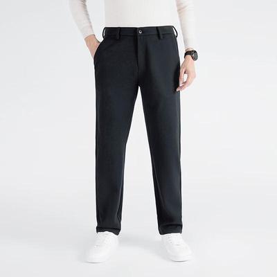 Men's Brushed Wool Blend Straight-Leg Thermal Casual Pants
