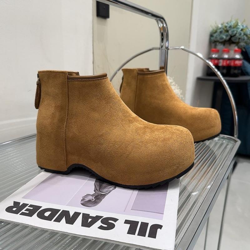 Muffin platform short boots women's autumn and winter new velvet ugly cute boots