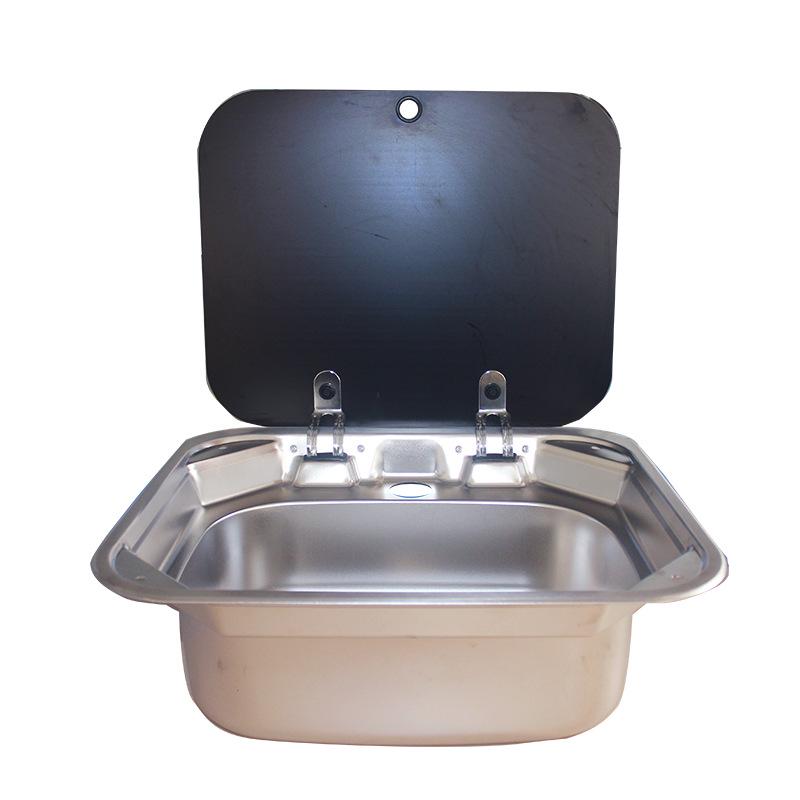 RV Folding Stainless Steel Washbasin Sink with Lid