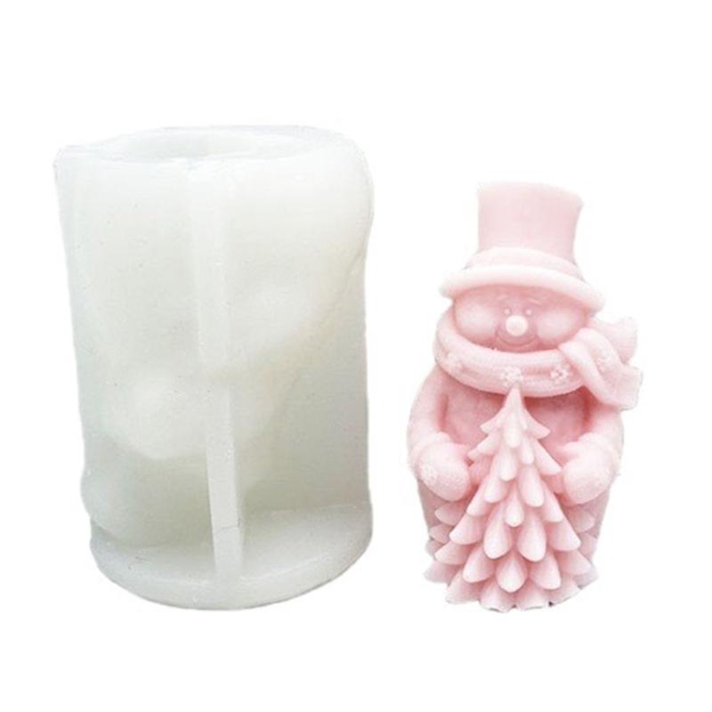 Christmas Silicone Candle Mould Snowman Shape Easy Releases Designs Handmade Gift For Holiday Decoration