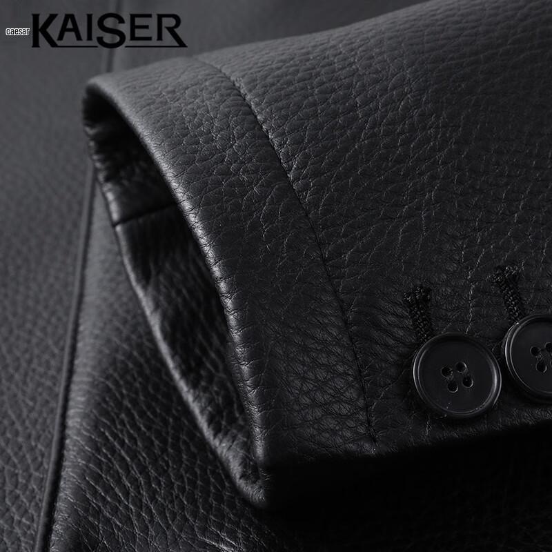 Caesar Men's Red Deer Leather Turn-Down Collar Jacket KS83517