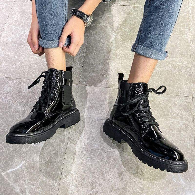 

Ботинки Мартина мужские бархатные уличные ботинки с высоким верхом черные кожаные ботинки корейская версия ретро осенне-зимние ботинки модный рабочий стиль 44