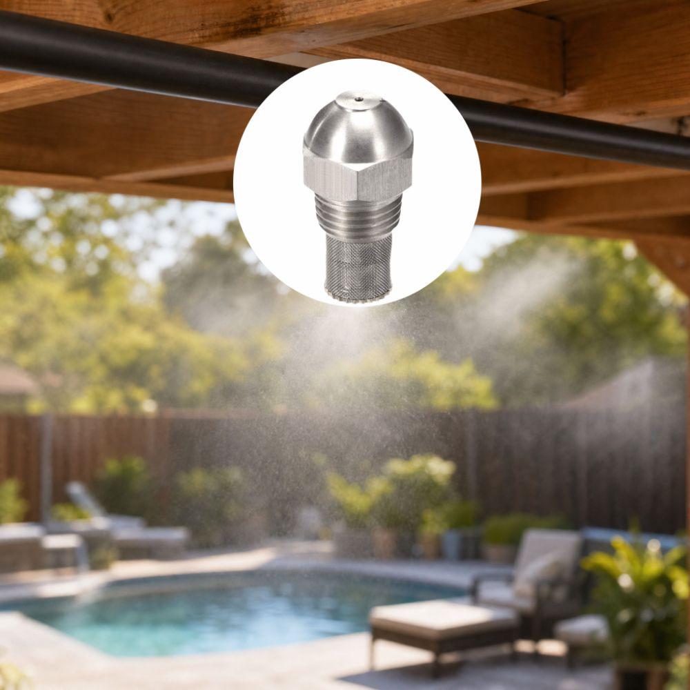 2PCS 304 Stainless Steel Misting Nozzle 1/4 BSPT 1.5mm Orifice Atomizing Spray Tip Silver Outdoor Cooling Nozzle Garden Watering
