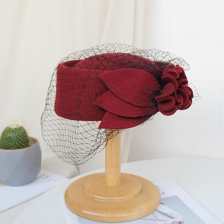 

Стиль Сяосянфэн Сетчатый Кружевной Шляпа Стюардессы Осень Зима Британский Ретро Шерсть Шерстяной Берет Женская Мода Универсальный Цилиндр one size fits all бордовый