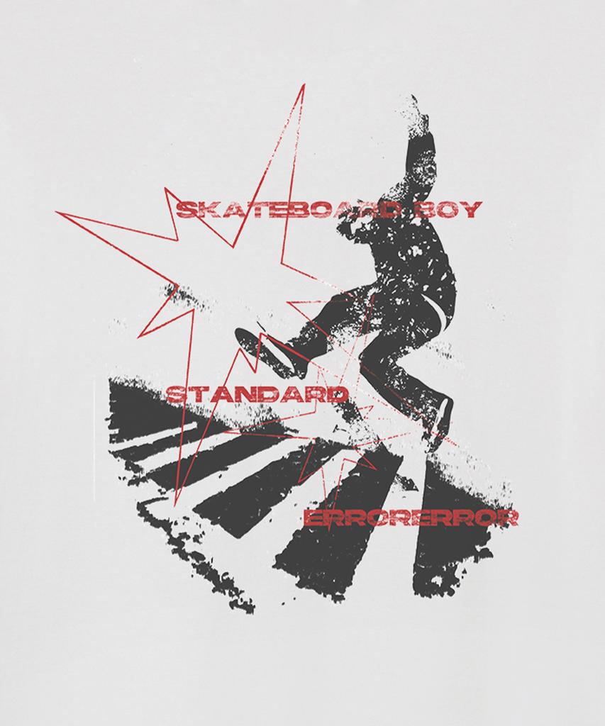 STANDARDERROR 87-Stan320 Skateboard Boy Crack Solid Short Sleeve T-Shirt (2 Colors)