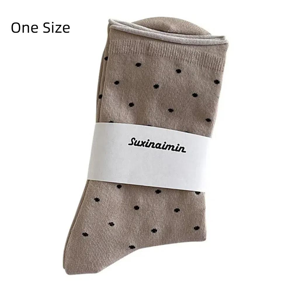 Sweat Absorbent Mid-Tube Socks Curled-edge Women's Socks Comfortable Polka Dot Socks  Summer