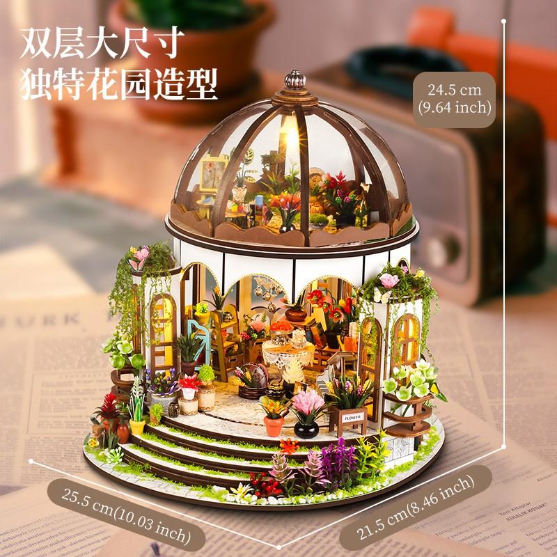 Wooden DIY Miniature House Kit With Garden Theme 1:24 Scale Architectural Model Adults Includes Lights Assembly Tools