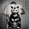 Fashion Men's T-Shirt 3D Cartoon Cat Print Short Sleeve T-Shirt Fun Harajuku Tops Summer Men's Oversized Street Casual Clothing