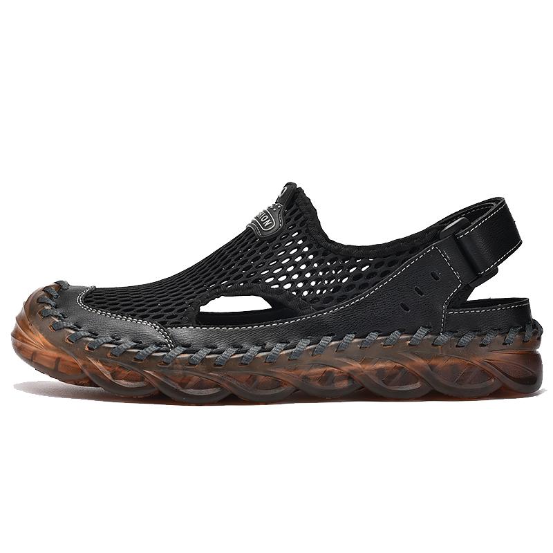 Summer Outdoor Men's Handmade Candy Bottom Leather Sandals Mesh Shoes Sports Sandals