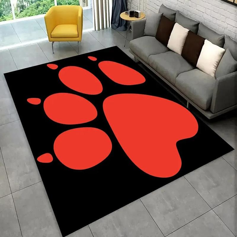 Pet Paw Pattern Rectangular Rug, Colorful Animal Paw Prints, Soft Non - Slip Carpet for Living Room Bedroom Pet Area Decor