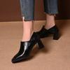 Metal Square Toe Block Heel Single Boots Women's Fashion Rear Zip Anti-Slip Wear-Resistant Short Shoe