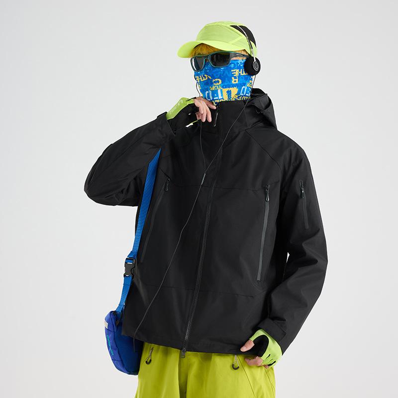 Outdoor three-in-one jacket men's and women's color matching removable cap waterproof and windproof mountaineering suit group buying can be printed