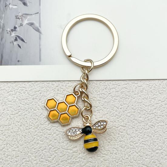 Keychain Pendant Decorative Bee Shape Keychain with Rhinestones Dripping Oil Compact Lightweight Versatile Backpack Accessory