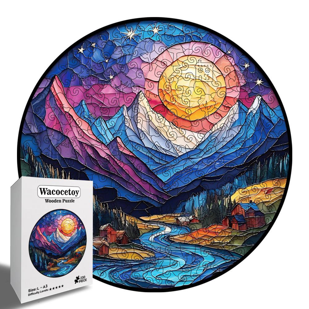 Деревянная головоломка «Гора и река»: Уникальные неровные детали, Подарок-копилка, Игрушка для снятия стресса