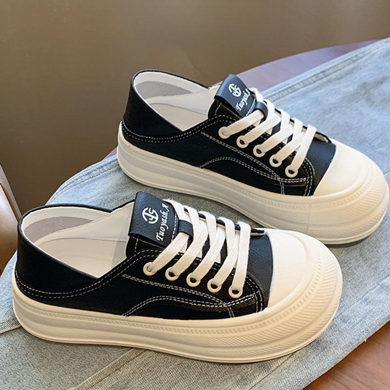 Genuine Leather Two Wear Little White Shoes Children Summer New Versatile Breathable Ugly Cute Board Shoes Platform Casual Sports Shoes