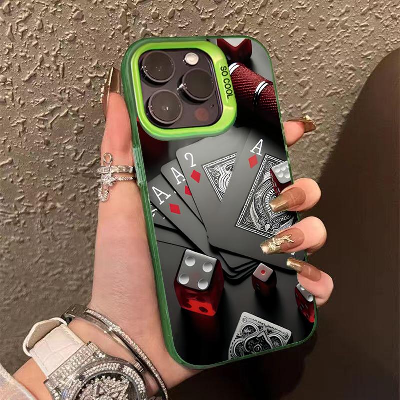 Poker for Iphone 16 7 8 Plus X XR XS MAX 11 12 13 Pro 14 15 16 17 Pro Max Shockproof Ultra-Thin Hard Cover Protective Phone Case