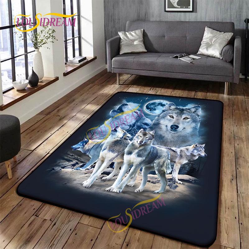 Animal Art Tiger Washable Square Soft Wolves Rug Living Room Bedroom Decorative Floor Mat Kitchen Bathroom Door Mat carpet.