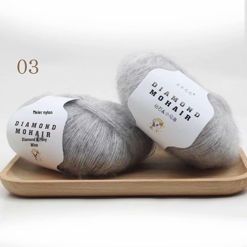Diamond Pony Mohair Long Pile Fine Yarn for Hand Knitting & Crochet - Perfect for Shawls, Coats, Hats, and Scarves.