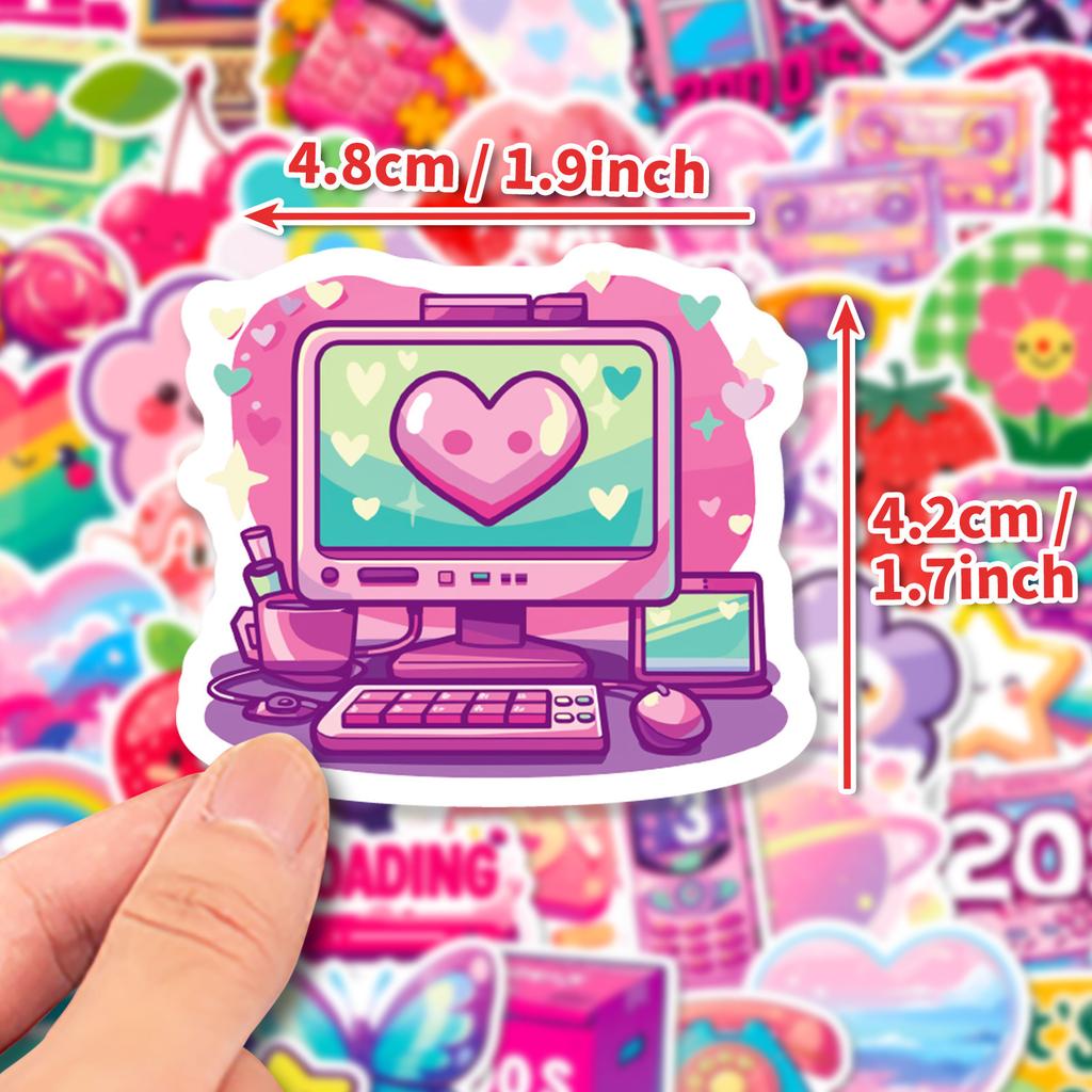 50 Pink Cute Style Macaron Color Graffiti Stickers Y2K Millennium Style Decorative Luggage Water Cup