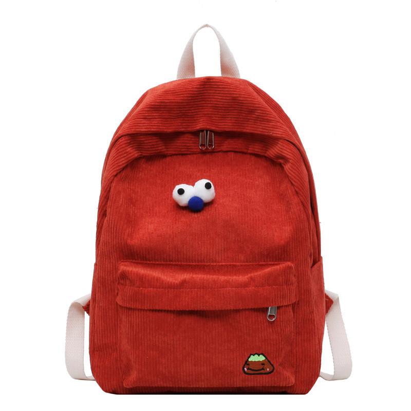 Velvet Student Backpack With Zipper Closure And Inner Pouch For High School And College Daily Use