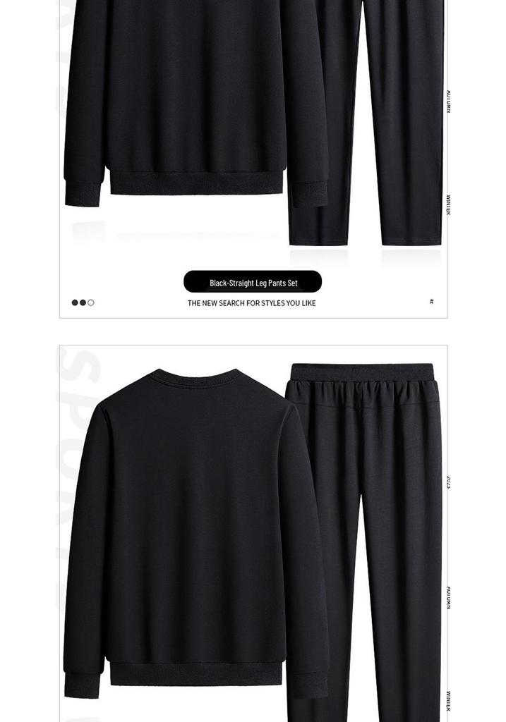 Unisex Spring & Autumn Casual Sports Set: Solid Color Round Neck Hoodie & Breathable Pants, Plus Size Loose Fit Two-Piece