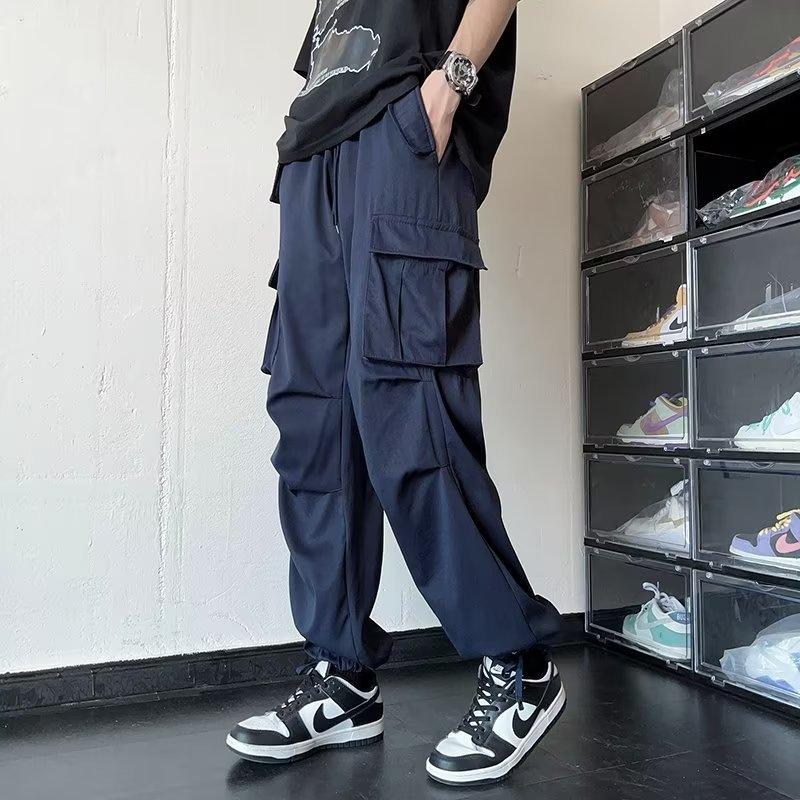 Overalls Men's Summer New High Street Ins Tide Brand Loose Straight Pants Teen Fashion Drawstring Casual Pants