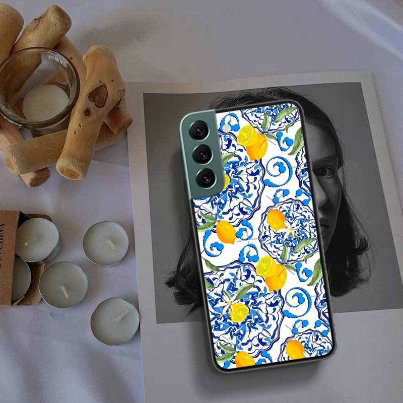 Mediterranes Zitronen Handyhülle Für Samsung Galaxy S22 S25 Ultra S21 S10 Plus S26 Edge S20 S23 S24 FE Cover Silikon Weich TPU