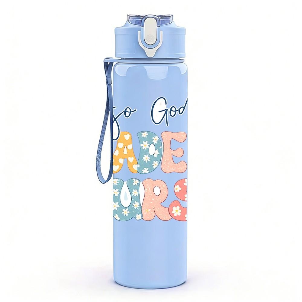 1PC Just A Girl Who Loves Her Mama Text Print 750ml Color Plastic Sports Water Bottle Leakproof Flip Straw Lid Suitable for Sports Office Home Use