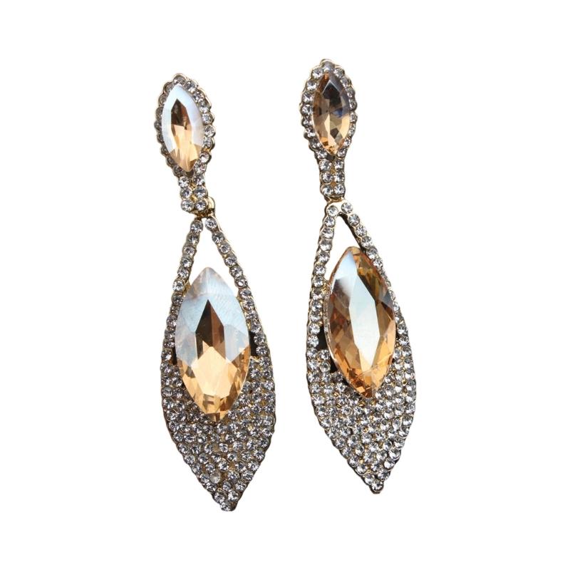 Imitation Diamonds Dangle Earrings for Women Ear Pendants with Rhinestones Teardrop Handmade Cubic Zirconia Earwear