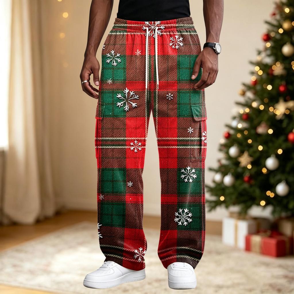Men's Street Casual Loose Fit Comfortable Athletic Pants with Christmas Print