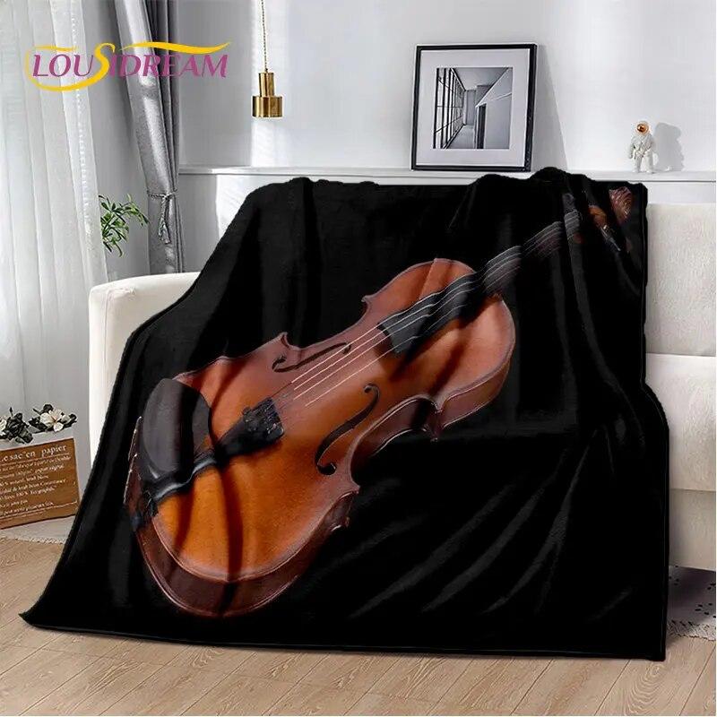 Classical Violin Instrument Music Soft Plush Blanket,Flannel Blanket Throw Blanket for Living Room Bedroom Bed Sofa Picnic Cover