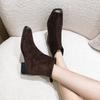 Street Style Women Ankle Boots Fashion Elegant Zippers Shoes Autumn Winter Square Heel Laides Stretch Modern Short Booties
