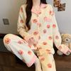 Air cotton pajamas women's autumn and winter long sleeves thickened interlayer warm stars cat student loungewear real shot