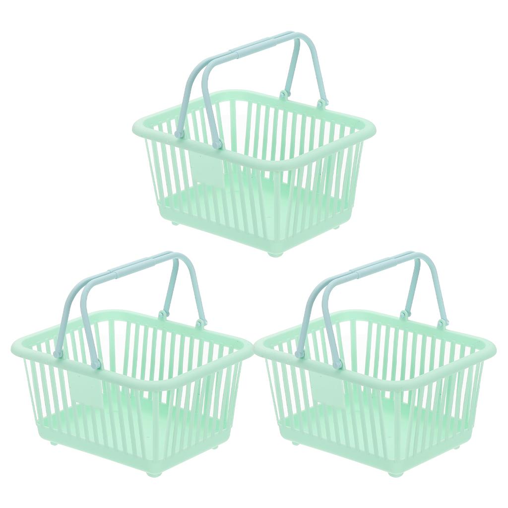 3PCS Mini Shopping Basket Small Plastic Basket Basket Grocery Tiny with Handles Organizer Filtered Water for Toys Fruits Snacks