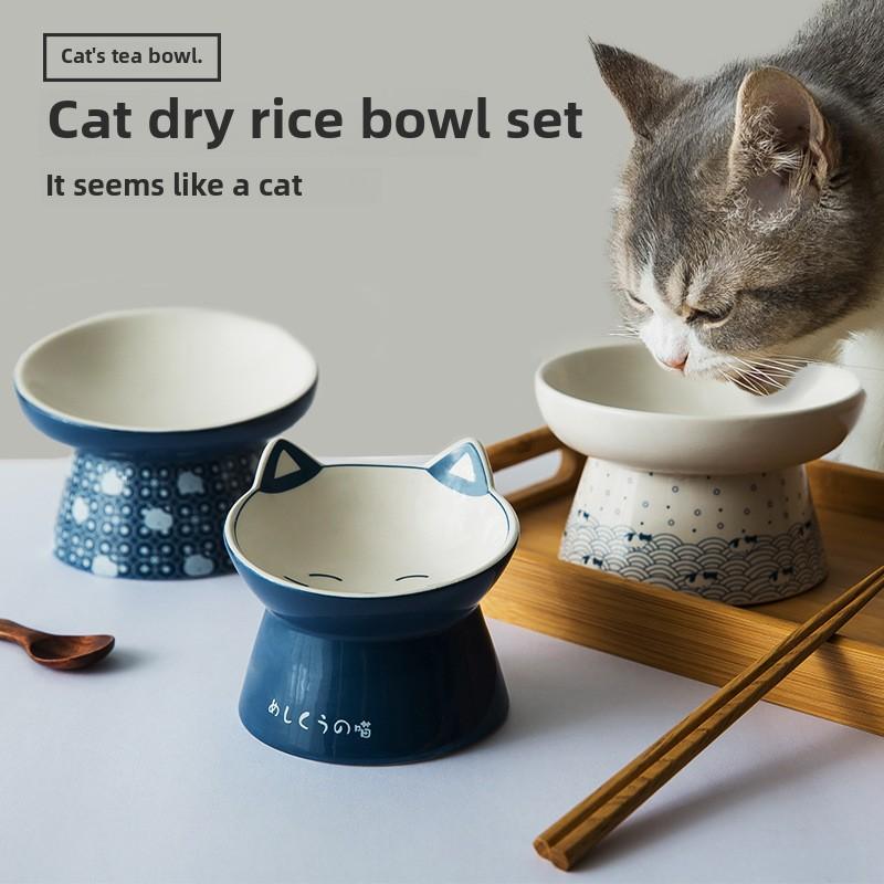 Zephyr Cat Bowl Ceramic Double Bowl Anti-knock Food Basin Dog Bowl Cat Drinking Bowl Automatic Drinking Water Pet Supplies