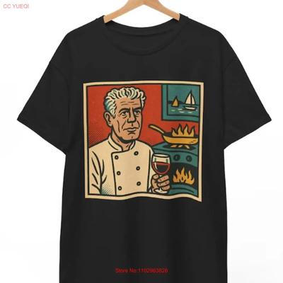 T-shirt Comic Anthony Bourdain Rétro Chef vintage Lavé mode graphique Polyvalent Décontracté Unisexe Extensible Légèrement Élégant