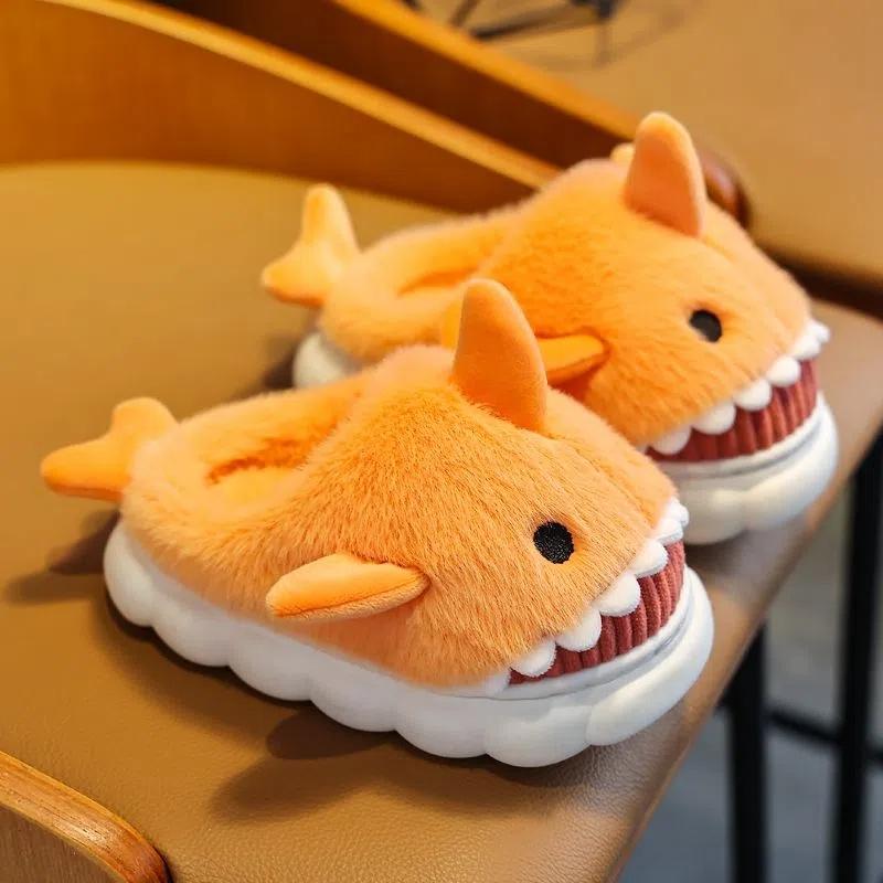 2025 New Green Cloudy Sharks Slipper Children Funny Shark Slippers Kids Shoes Babi Animal Fish Plush Slides