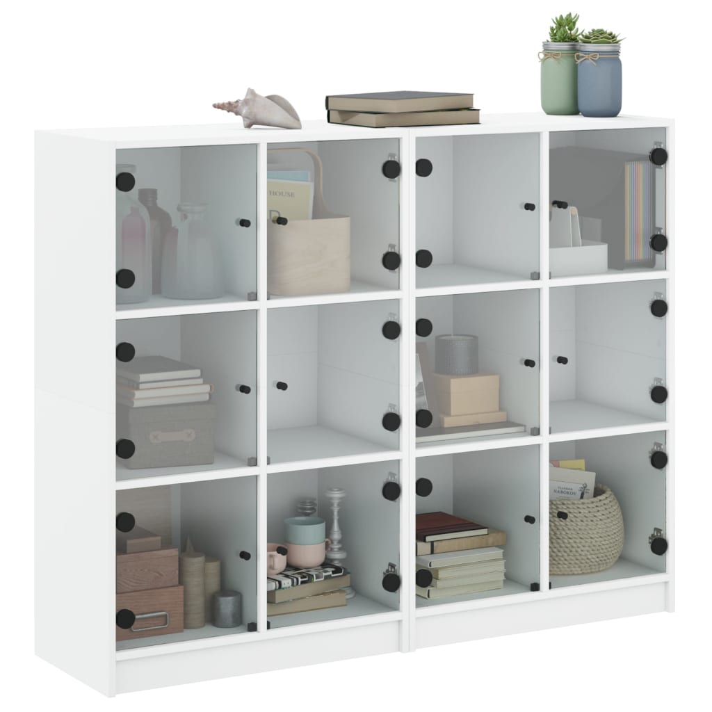 Vidaxl Biblioteczka Z Drzwiczkami, Biała, 136X37X109 Cm