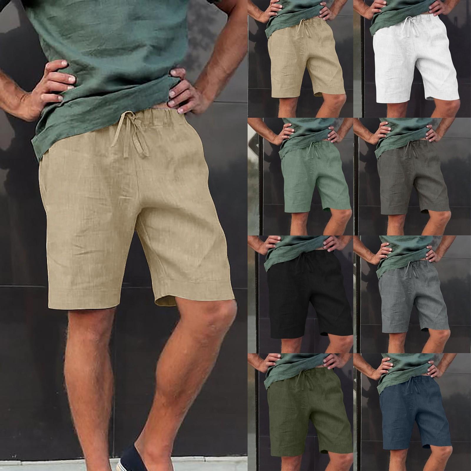 

Men s Linen Multi-pocket Drawstring casual shorts 2XL